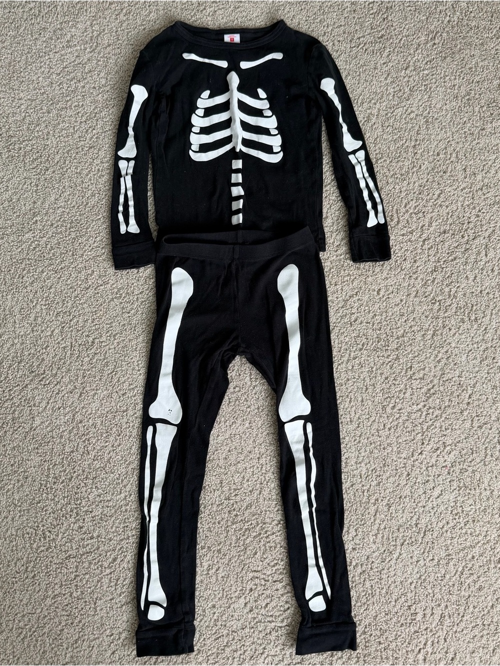 Kids Black Skeleton Pajama Costume size 8